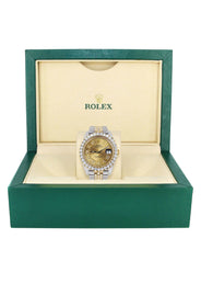 Diamond Iced Out Rolex Datejust 41 | 25 Carats Of Diamonds | Custom Gold Roman Numeral Diamond Dial | Two Tone | Jubilee Band