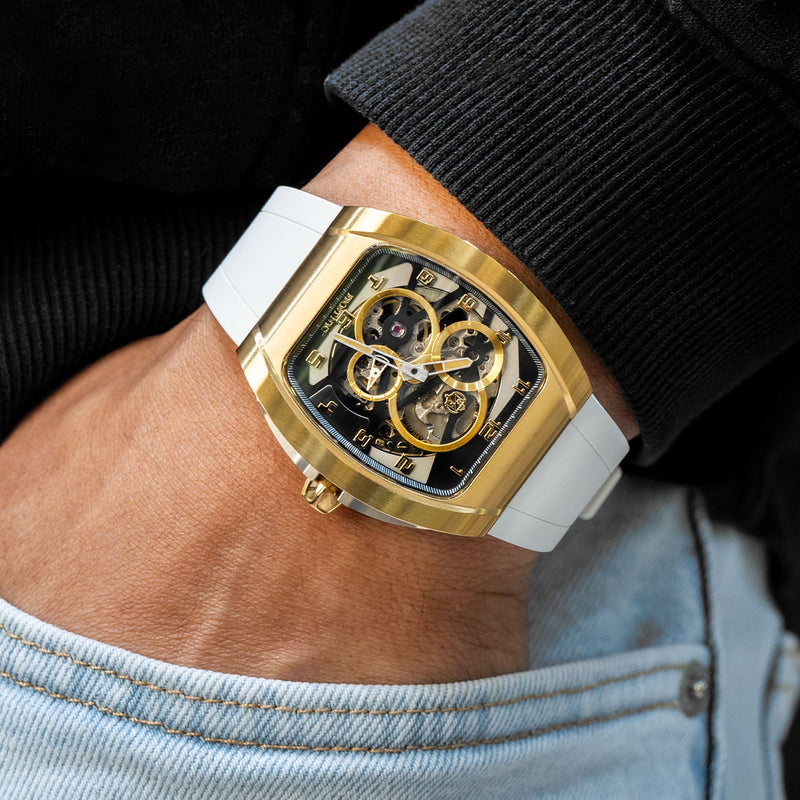 Frost NYC Mens Watch - Automatic  Skeleton Sport Gold Watch | FRST-01-CY| White