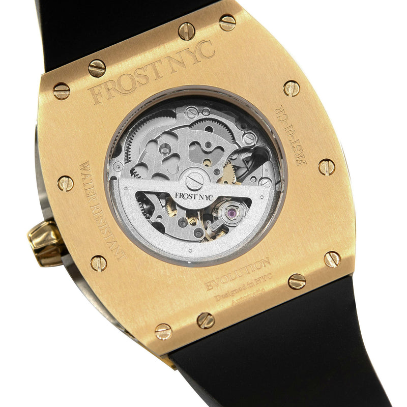 Frost NYC Mens Watch - Automatic  Skeleton Sport Gold Watch | FRST-01-CY| Black