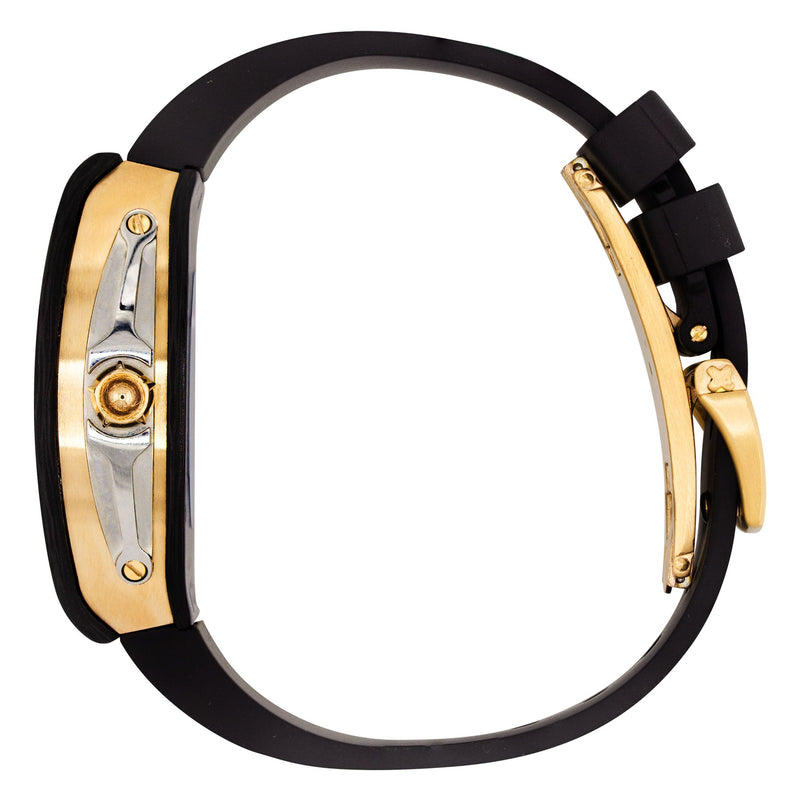 Frost NYC Mens Watch - Automatic Skeleton Carbon Fiber Sport Gold Watch | FRST-01-CFY| Black