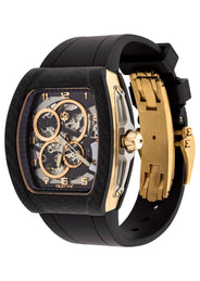 Frost NYC Mens Watch - Automatic Skeleton Carbon Fiber Sport Gold Watch | FRST-01-CFY| Black