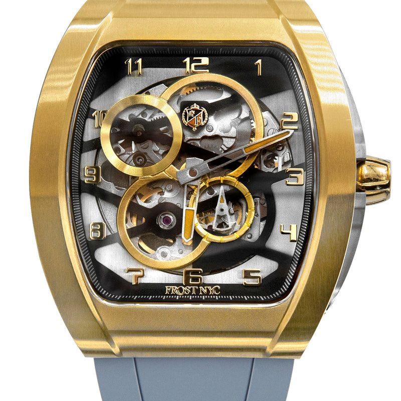 Frost NYC Mens Watch - Automatic  Skeleton Sport Gold Watch | FRST-01-CY | Gray