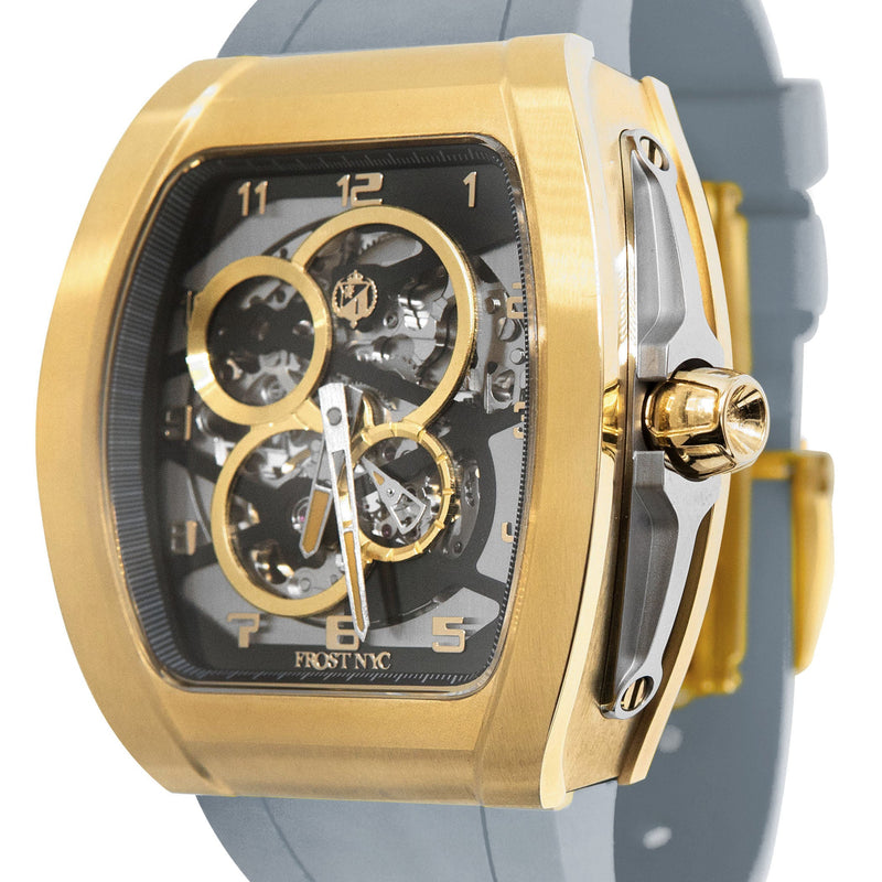 Frost NYC Mens Watch - Automatic  Skeleton Sport Gold Watch | FRST-01-CY | Gray