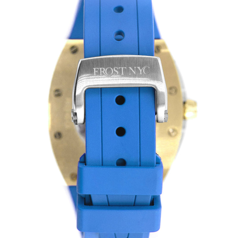 Frost NYC Mens Watch - Automatic  Skeleton Sport Gold Watch | FRST-01-CY| Blue