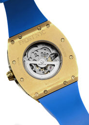 Frost NYC Mens Watch - Automatic  Skeleton Sport Gold Watch | FRST-01-CY| Blue