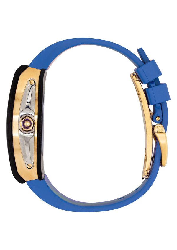 Frost NYC Mens Watch - Automatic Skeleton Carbon Fiber Sport Gold Watch | FRST-01-CFY| Blue