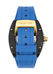 Frost NYC Mens Watch - Automatic Skeleton Carbon Fiber Sport Gold Watch | FRST-01-CFY| Blue