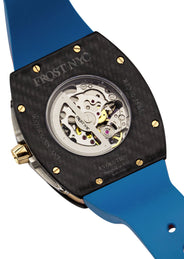 Frost NYC Mens Watch - Automatic Skeleton Carbon Fiber Sport Gold Watch | FRST-01-CFY| Blue
