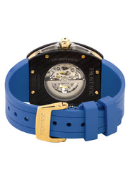 Frost NYC Mens Watch - Automatic Skeleton Carbon Fiber Sport Gold Watch | FRST-01-CFY| Blue