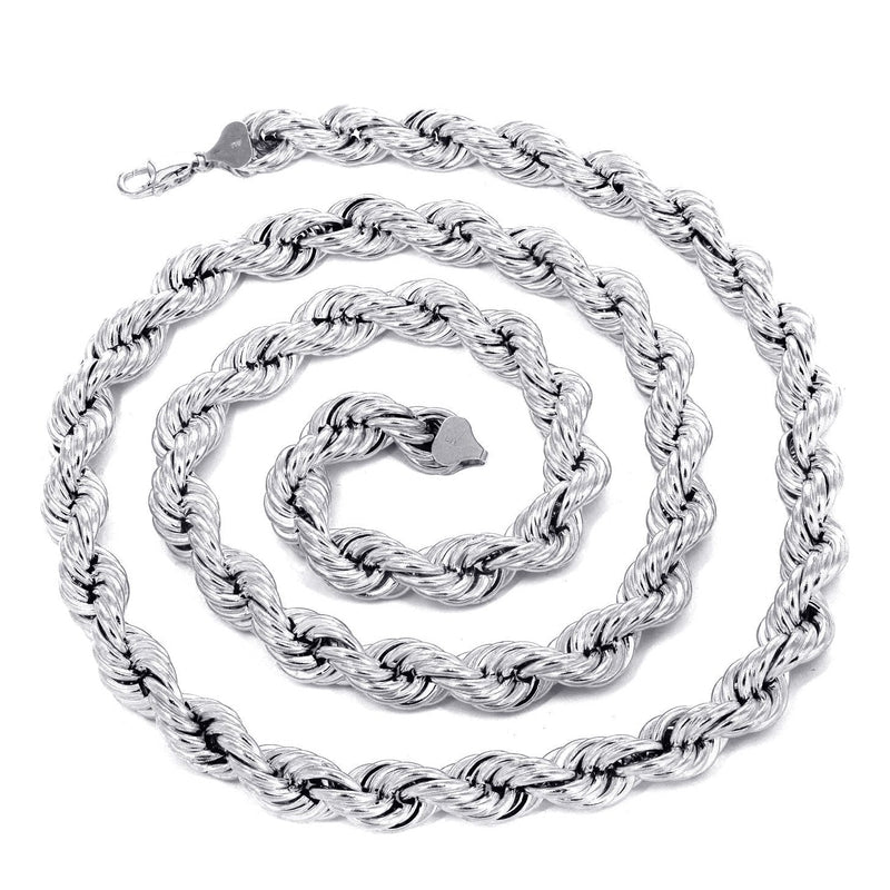 White Gold Chain - Mens Semi Solid  Rope Chain 10K/14K Gold