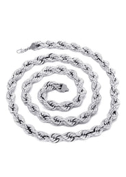 White Gold Chain - Mens Semi Solid  Rope Chain 10K/14K Gold