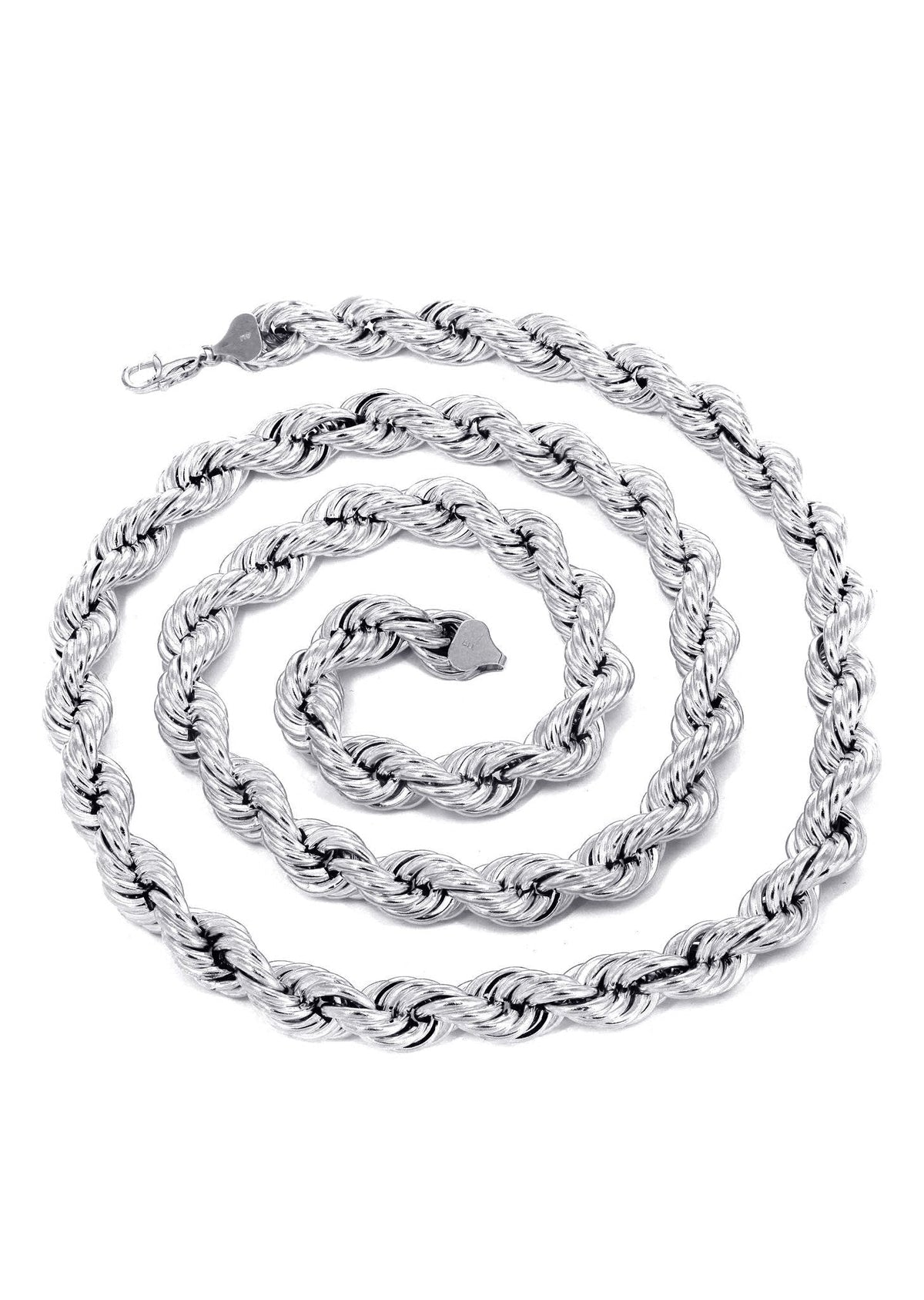 White Gold Chain - Womens Semi Solid  Rope Chain 10K/14K Gold