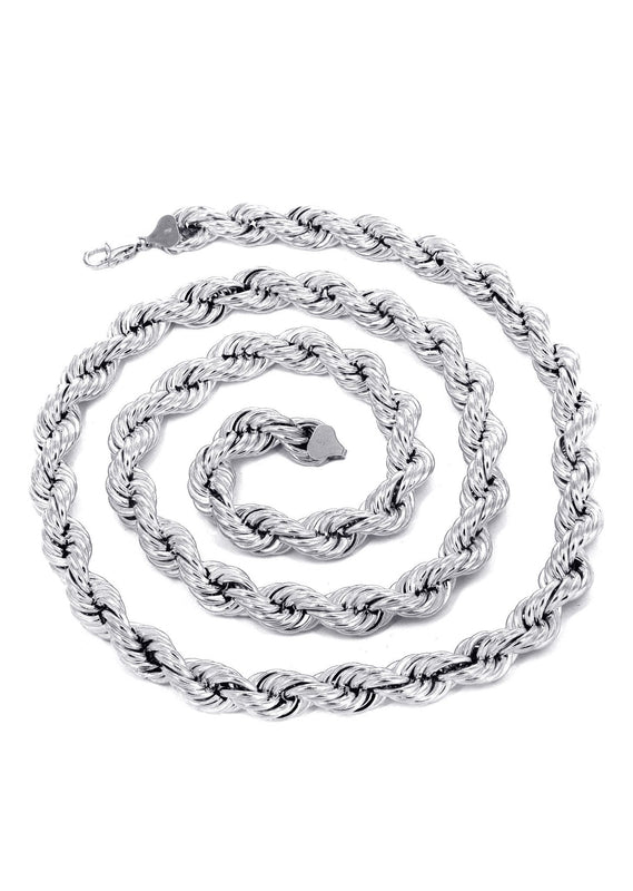 White Gold Chain - Womens Semi Solid  Rope Chain 10K/14K Gold