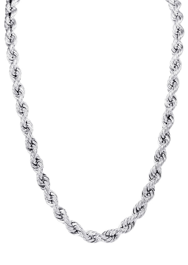 White Gold Chain - Womens Semi Solid  Rope Chain 10K Gold
