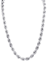 White Gold Chain - Mens Semi Solid  Rope Chain 10K/14K Gold