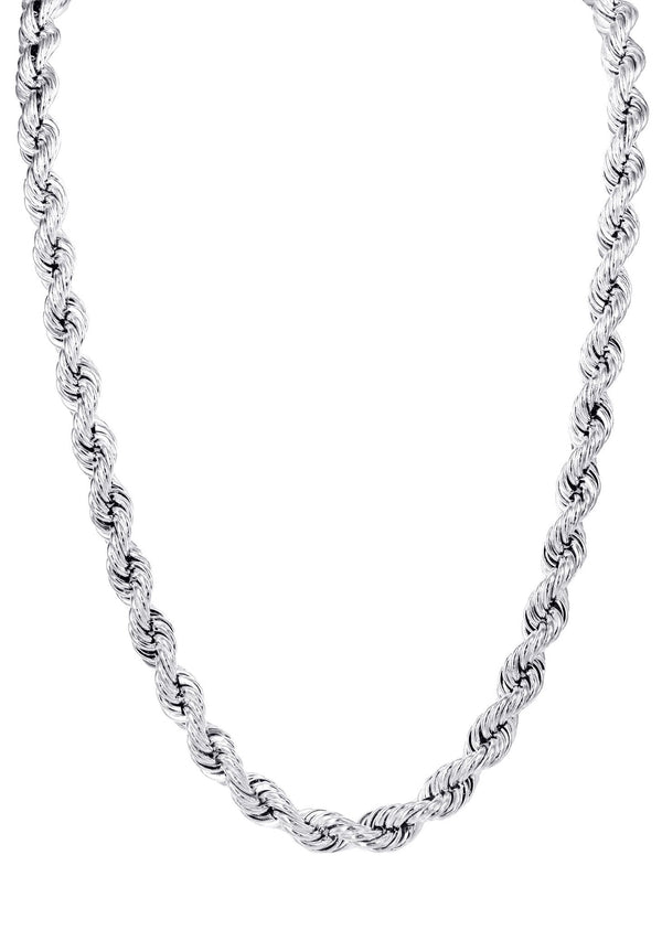 White Gold Chain - Mens Semi Solid  Rope Chain 10K/14K Gold
