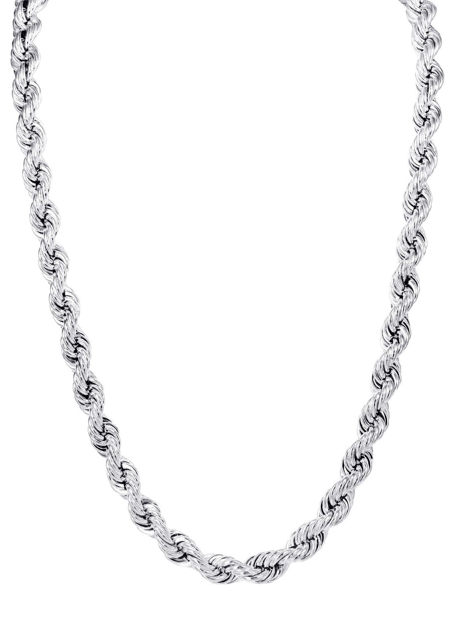 White Gold Chain - Mens Semi Solid  Rope Chain 10K/14K Gold