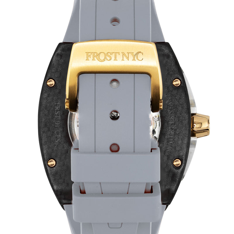 Frost NYC Mens Watch - Automatic Skeleton Carbon Fiber Sport Gold Watch | FRST-01-CFY| Gray