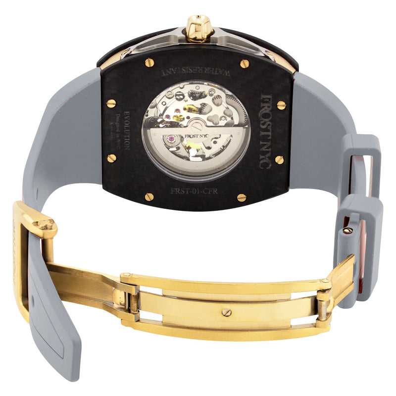 Frost NYC Mens Watch - Automatic Skeleton Carbon Fiber Sport Gold Watch | FRST-01-CFY| Gray