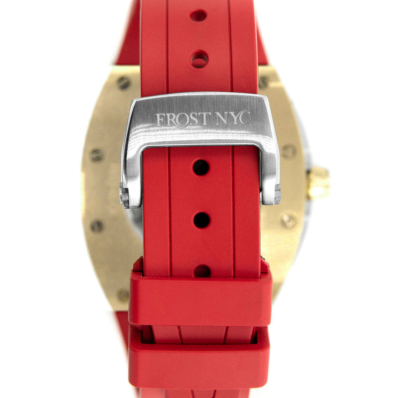 Frost NYC Mens Watch - Automatic  Skeleton Sport Gold Watch | FRST-01-CY | Red