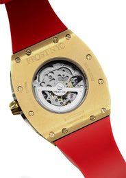 Frost NYC Mens Watch - Automatic  Skeleton Sport Gold Watch | FRST-01-CY | Red