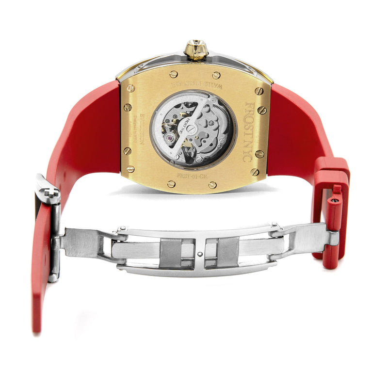 Frost NYC Mens Watch - Automatic  Skeleton Sport Gold Watch | FRST-01-CY | Red