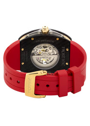 Frost NYC Mens Watch - Automatic Skeleton Carbon Fiber Sport Gold Watch | FRST-01-CFY| Red