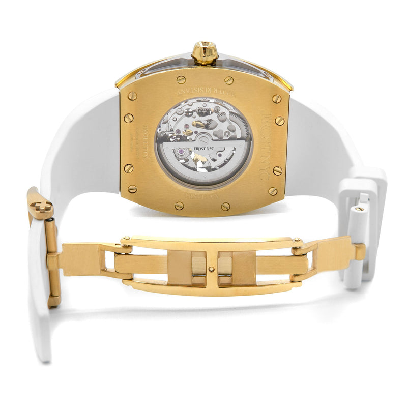 Frost NYC Mens Watch - Automatic  Skeleton Sport Gold Watch | FRST-01-CY| White
