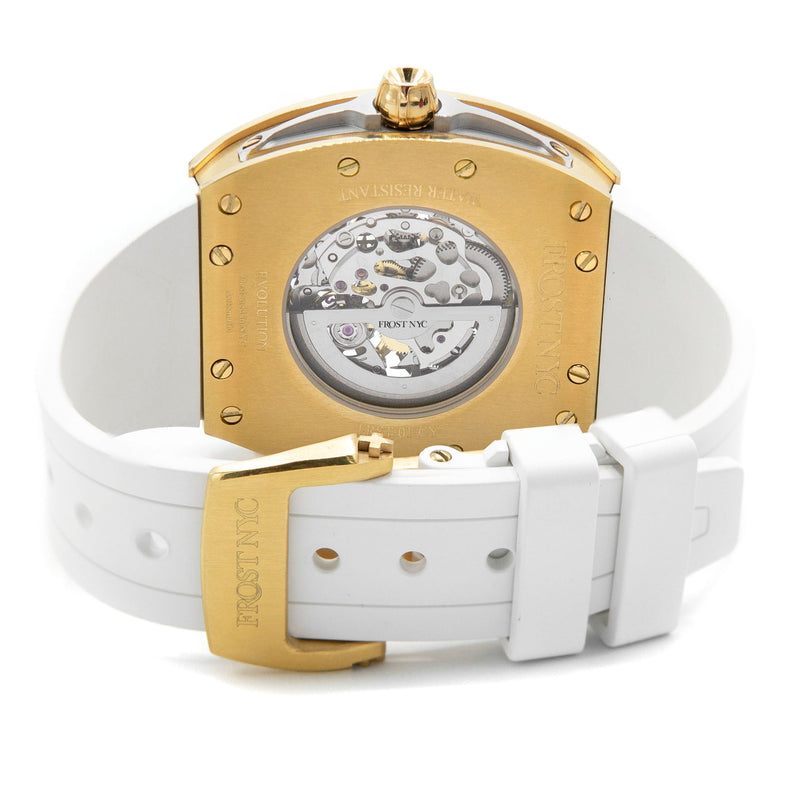 Frost NYC Mens Watch - Automatic  Skeleton Sport Gold Watch | FRST-01-CY| White