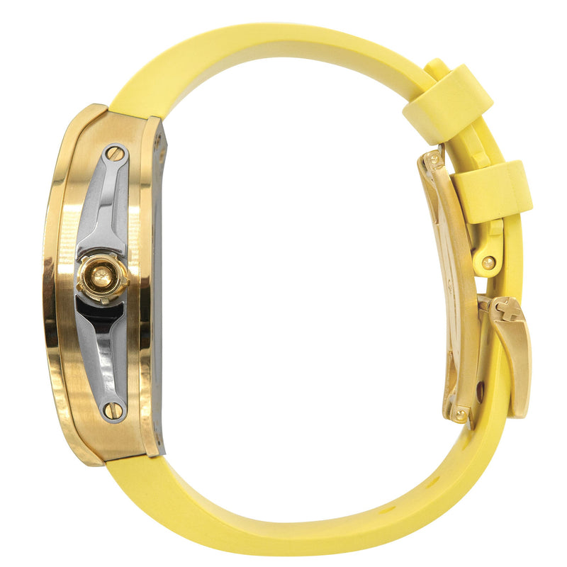 Frost NYC Mens Watch - Automatic  Skeleton Sport Gold Watch | FRST-01-CY | Yellow
