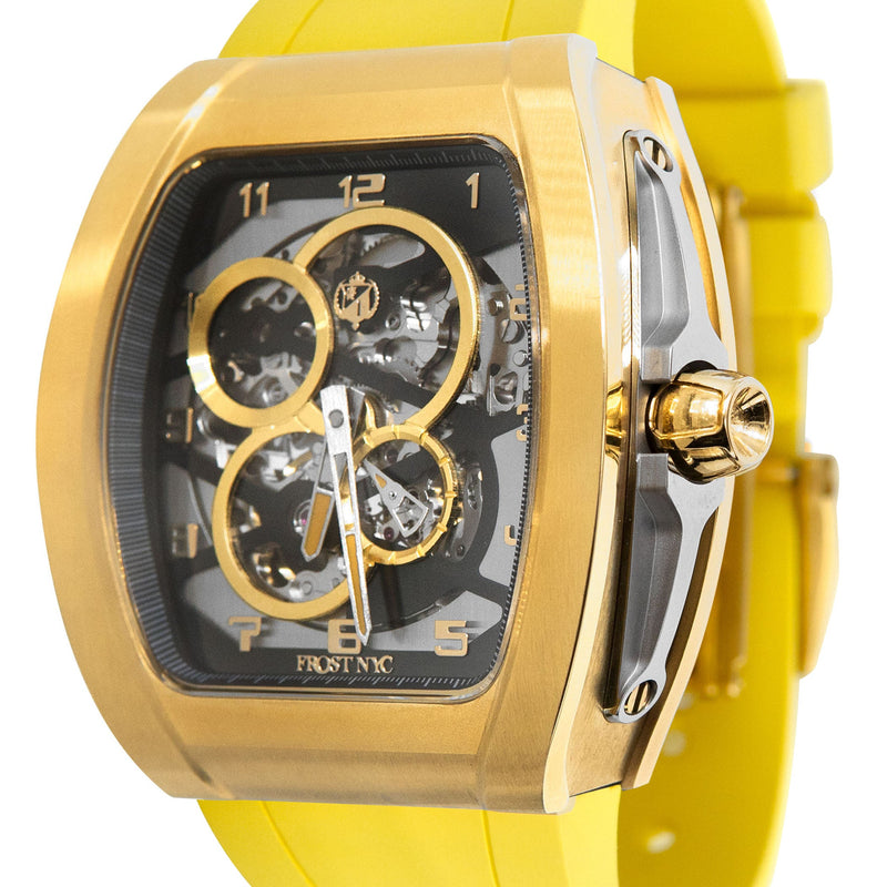 Frost NYC Mens Watch - Automatic  Skeleton Sport Gold Watch | FRST-01-CY | Yellow