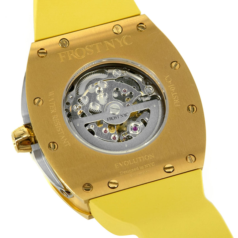 Frost NYC Mens Watch - Automatic  Skeleton Sport Gold Watch | FRST-01-CY | Yellow