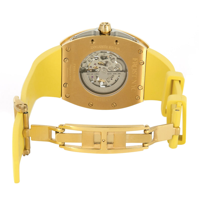 Frost NYC Mens Watch - Automatic  Skeleton Sport Gold Watch | FRST-01-CY | Yellow