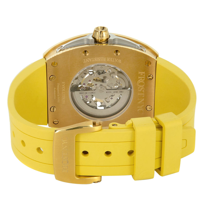 Frost NYC Mens Watch - Automatic  Skeleton Sport Gold Watch | FRST-01-CY | Yellow