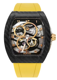 Frost NYC Mens Watch - Automatic Skeleton Carbon Fiber Sport Gold Watch | FRST-01-CFY| Yellow