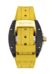 Frost NYC Mens Watch - Automatic Skeleton Carbon Fiber Sport Gold Watch | FRST-01-CFY| Yellow