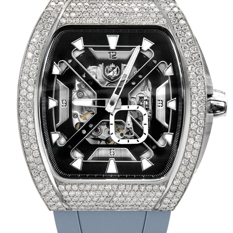 Frost NYC Mens Watch - Automatic Skeleton Stainless Steel Sport Diamond Watch | FRST-01-XS-D | Gray