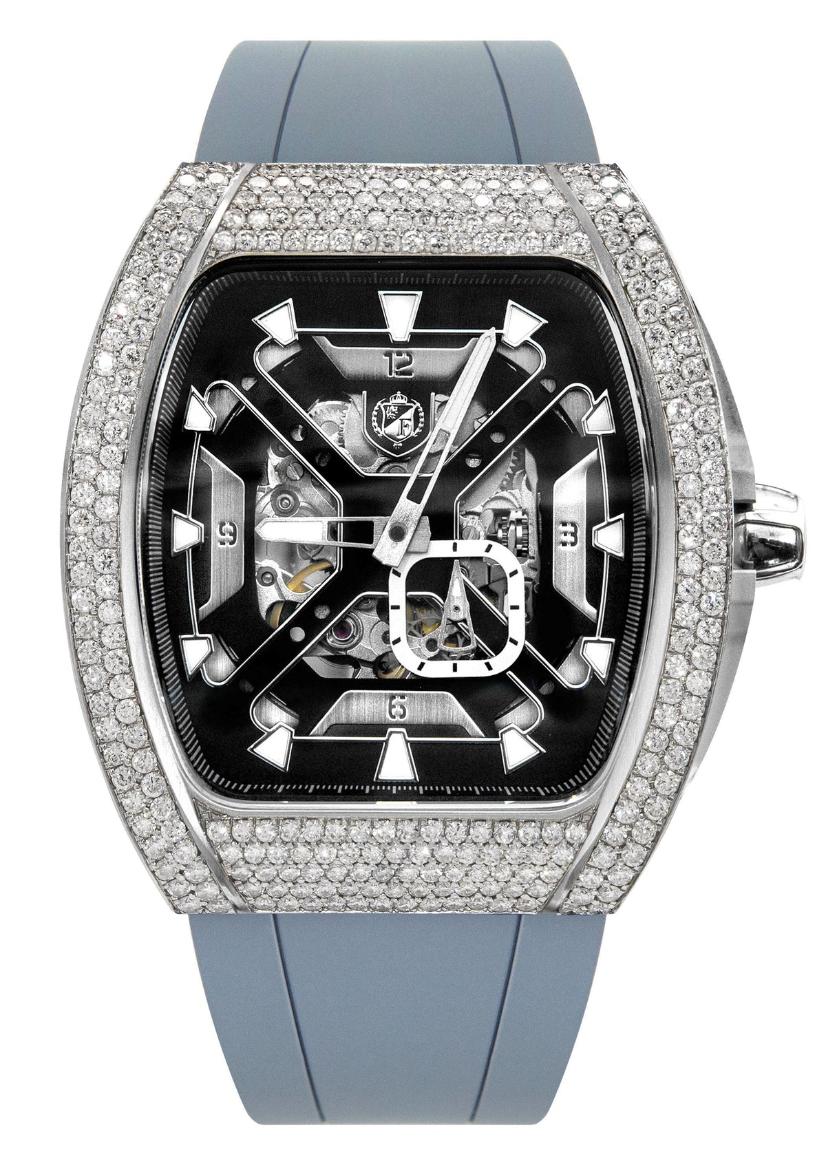 Frost NYC Mens Watch - Automatic Skeleton Stainless Steel Sport Diamond Watch | FRST-01-XS-D | Gray