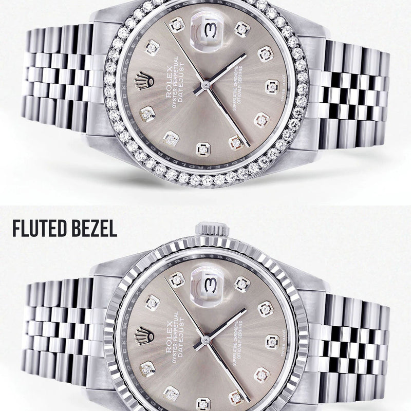 Womens Rolex Watch Datejust 16200 | 36Mm | Grey Dial | Jubilee Band