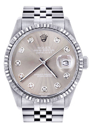 Womens Rolex Datejust Watch 16200 | Fluted Bezel | 36Mm | Grey Dial | Fluted Bezel | Jubilee Band