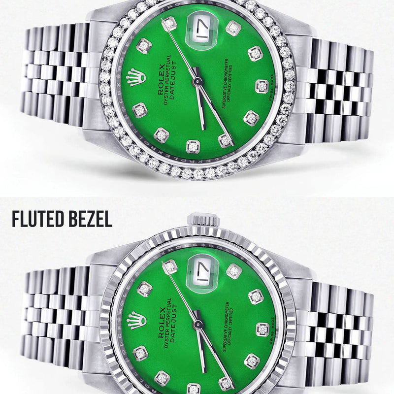 Mens Rolex Datejust  Watch 16200 | 36Mm | Green Dial | Jubilee Band