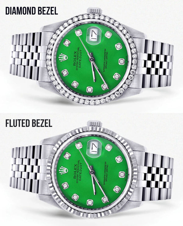 Mens Rolex Datejust  Watch 16200 | 36Mm | Green Dial | Jubilee Band