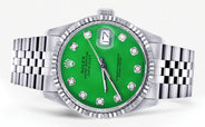 Womens Rolex Datejust Watch 16200 | Fluted Bezel | 36Mm | Green Dial | Fluted Bezel | Jubilee Band