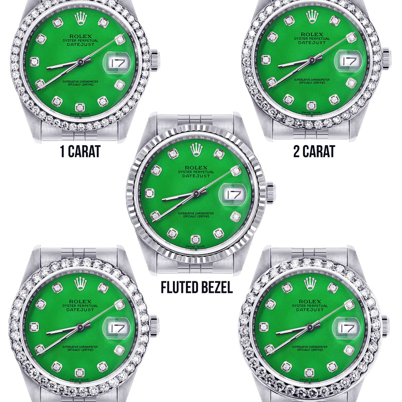 Womens Rolex Datejust Watch 16200 | 36Mm | Green Dial | Jubilee Band