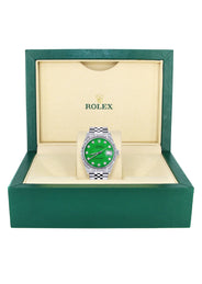 Womens Rolex Datejust Watch 16200 | Fluted Bezel | 36Mm | Green Dial | Fluted Bezel | Jubilee Band