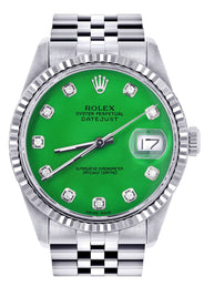 Mens Rolex Datejust Watch 16200 | Fluted Bezel | 36Mm | Green Dial | Jubilee Band