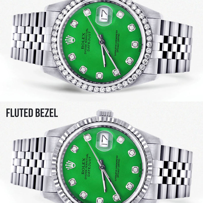 Womens Rolex Datejust Watch 16200 | 36Mm | Green Dial | Jubilee Band
