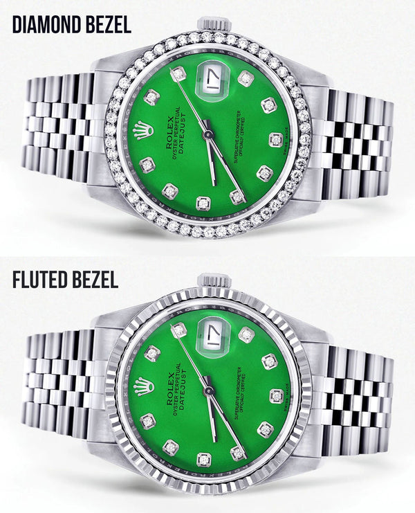 Womens Rolex Datejust Watch 16200 | 36Mm | Green Dial | Jubilee Band