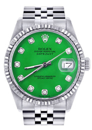 Womens Rolex Datejust Watch 16200 | Fluted Bezel | 36Mm | Green Dial | Fluted Bezel | Jubilee Band