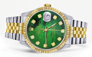 Womens Rolex Datejust Watch 16233 Two Tone | 36Mm | Green Mother of Pearl | Fluted Bezel | Jubilee Band
